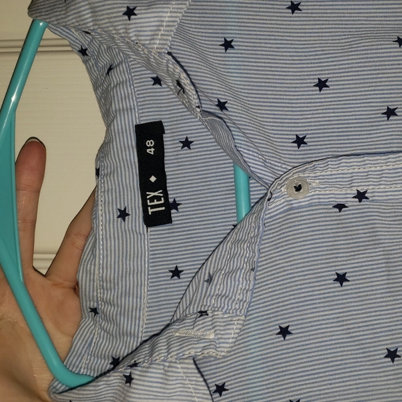 Tex Blue Pinstripe Star Long Sleeve Button Up - Picture 2 of 3